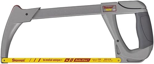 Starrett Marco de sierra para metales de alta tensión con hoja de sierra para metales segura y flexible de acero bimetálico único de alta velocidad,