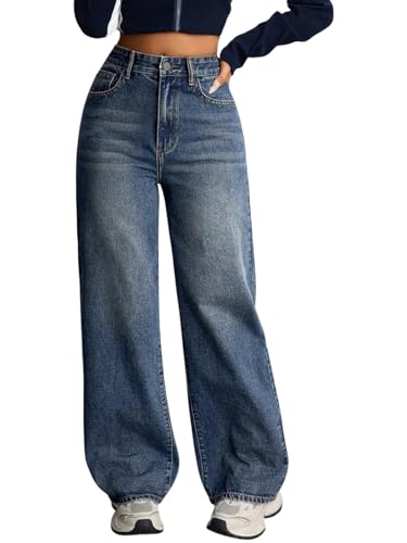 Image of KOTTY Women's High Rise Wide Leg Denim Jeans | Relaxed Fit Casual Everyday Jeans for Women
