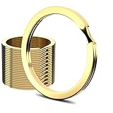12pcs Metal Flat Key Rings, 1 inch Thick Round Split Keyring for Car Office Home DIY Keychains (Gold)