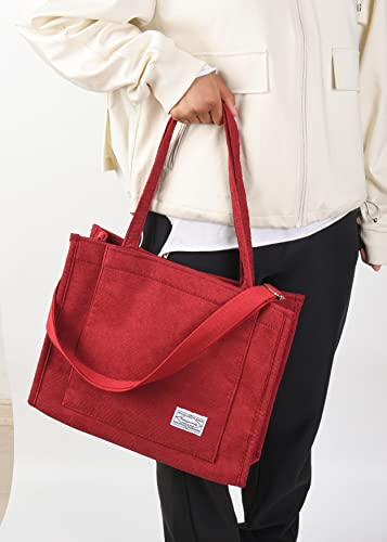 Image of Valleycomfy Corduroy Tote Bag for Women Travel Crossbody Bag Purse Women Shoulder Bags Work Handbags Everyday Hobo Bag
