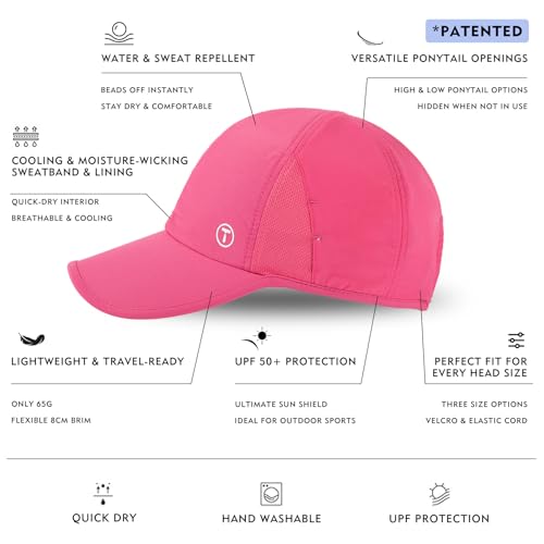 Image of TOP-EX ChicPony UPF 50+ Cooling High Ponytail Baseball Cap for Women | Cool-touch wicking band, hidden 4 in slot fits high /low ponytails; 2.3 oz, packable, airy, quick-dry, adjustable for sports
