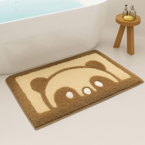 Image of Luxe Home Bath Mat Canada Panda Super Soft Anti Skid Slip Water Soak Washable Door Mats for Home, Bathroom Mat, Floor Mat, Kitchen Mat for Floor (40x60 cm) Gold
