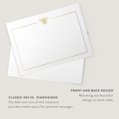 Image of Dashleigh Gold Foil Bee Notecards - 50 Blank Cards, 4x6 inches - Luxury Bee Themed Stationery for Thank You Notes & Gifts