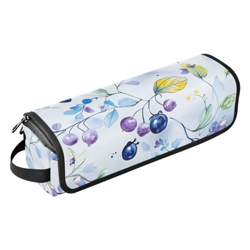 Yuiboo Estuche de viaje 2 en 1 para rizador con almohadilla resistente al calor, organizador portátil de herramientas para peinar el cabello, rizador, secador de pelo, frutas de bayas dulces,