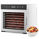 OLIXIS Food Dehydrator Machine, 500W Jerky Dehydrators with 8 Stainless Steel Large Trays, 185°F Temperature Control & 24H Timer Food Dryer for Fruit Meat Herb Dog Treats, Silver