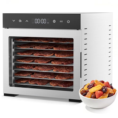 OLIXIS Food Dehydrator Machine, 500W Jerky Dehydrators with 8 Stainless