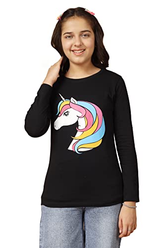 Image of KYDA KIDS 100% Cotton Girls Full Sleeve Printed T-Shirt,Regular fit Round Neck Tops