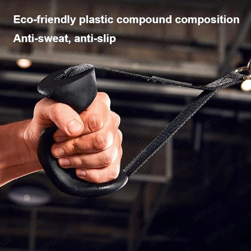 Image of SHOPOFLUX- Ergonomic D Handle Grips - Cable Machine Attachment for T-Bar Row, Tricep, Pull Exercise - Strength Training Handles for Home & Commercial Gym (Set of 2) (Black TPE)
