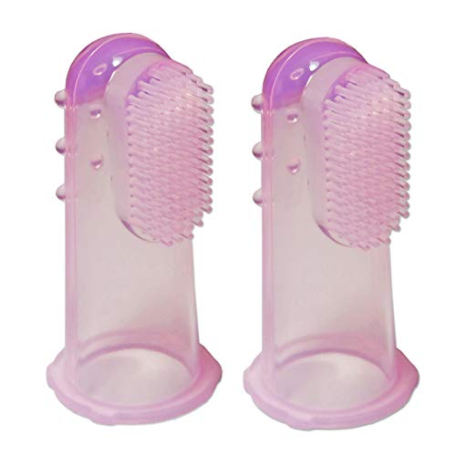 Dental Aesthetics UK - 2 x Cepillo Dental de Dedo para Bebé de Silicona ~ Masajeador de Encías Niños (Rosado)