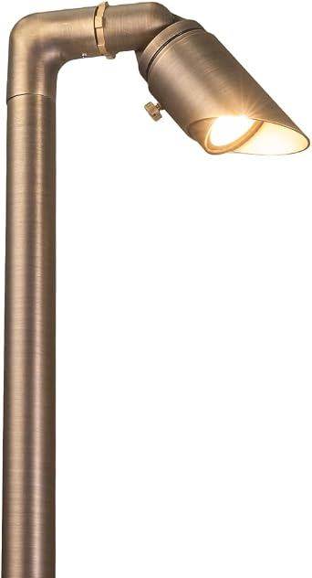 VOLT Innovator 12V Adjustable Cast Brass Path Light Bronze with 2W 2700K MR11 LED Bulb for Low Voltage Landscape Lighting on Outdoor Pathway, Walkway, Garden, Driveway or Patio