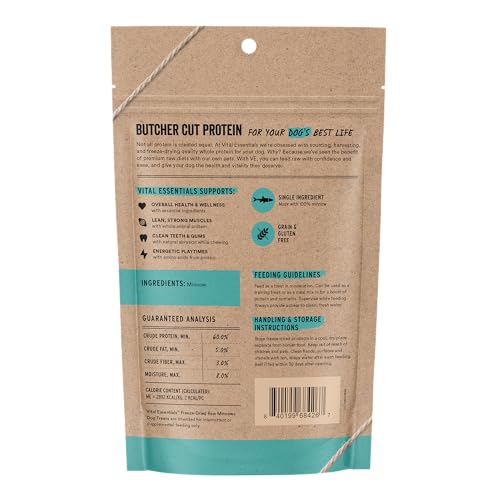 Image of Vital Essentials Freeze Dried Minnows Dog Treats, 1.5 oz Bag | Single Ingredient 100% Minnow, Premium Quality Protein, Grain-Free Treats, USA Made with U.S. & Globally Sourced Ingredients