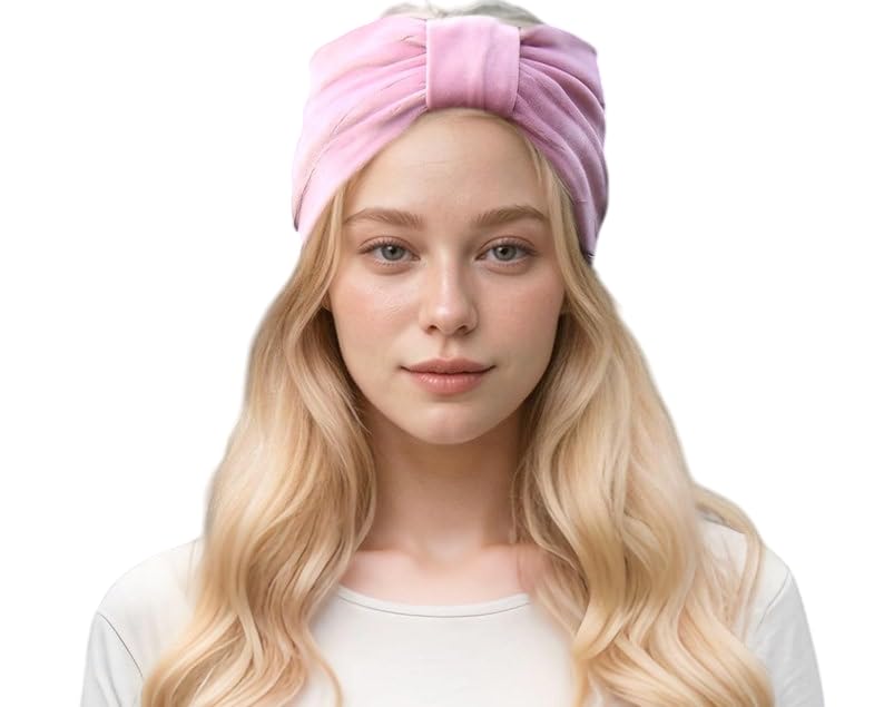 Winter Woolen Headband for Women and Girls Knitted Bow Hair Band for Spa Casual Ear Warmer Earmuff (Pink)-image-5