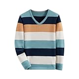 BASADINA Boys' Long Sleeve Sweater Pullover 100% Cotton Multicolor Stripe Sweaters