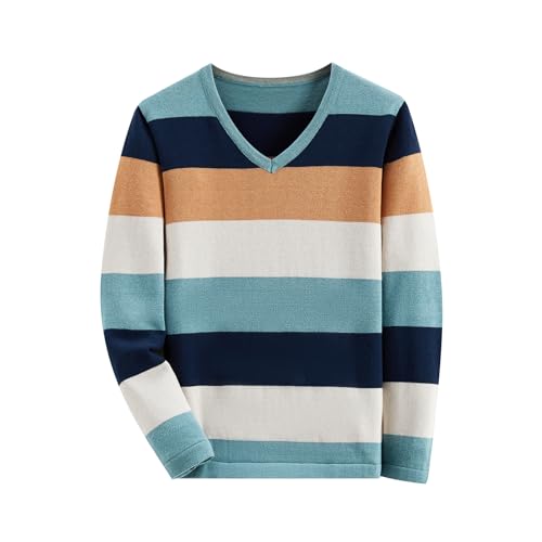 BASADINA Boys' Long Sleeve Sweater Pullover 100% Cotton Multicolor Stripe Sweaters