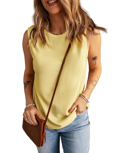 KINLONSAIR Women's Loose Fit Sleeveless Waffle...