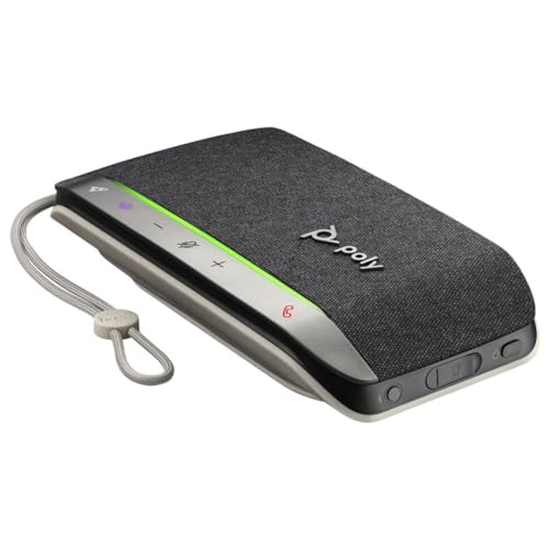 Poly   Altavoz para conferencias Sync 20 Bluetooth/USB C   Altavoz portátil   Cancelación de ruido y eco   Conexión a móviles u ordenadores   Teams (certificado), Zoom