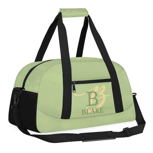 Personalize-Kids-Green-Duffel-Bags With Custom Capital Name Text Dance-Sports-Bags Lightweight Carry-On Overnight Travel Gym for Girls Boys2