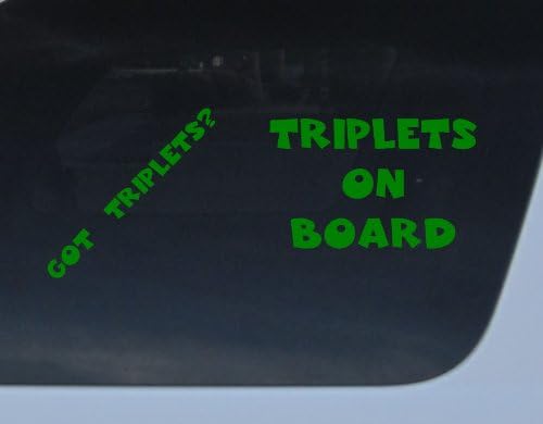 GET 2 decals Got Triplets? and Triplets on Board Green Car Auto Window Sticker boy girl baby