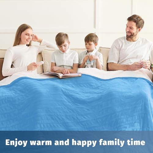 Heated Electric Blanket Queen Size - 84" x 90" Heating Blanket with Dual Control, 10 Levels & 8 Hours Auto Off, Soft Warm Flannel Gift with Over-Heat Protection, ETL & FCC Certified