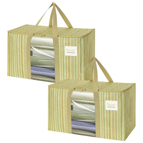 Image of BALEINE 2-Pack Oversized Moving Bags with Reinforced Handles, Heavy-Duty Storage Tote Moving Supplies for Packaging, Camping (Color Stripe, 2-Pack)