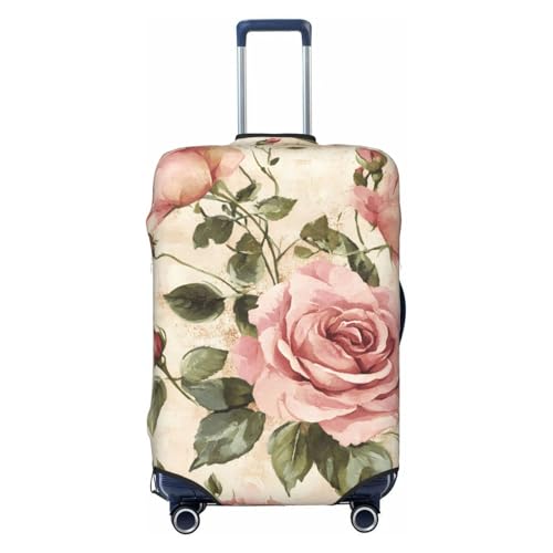 Pink Rose Elastic Travel Luggage Cover, Washable Spandex Suitcase Protector, Anti-Scratch Fits 18-32 Inch