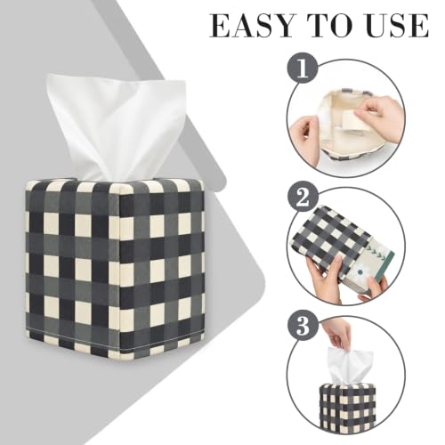 YAWIKO Tissue Box Cover, Fabric Tissue Holder, Tissue Box Cover Square - image 3