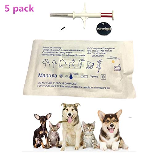 Manruta Pet ID Microchips for Small Dogs and Cats 1.4X8 MM Size 134.2Khz