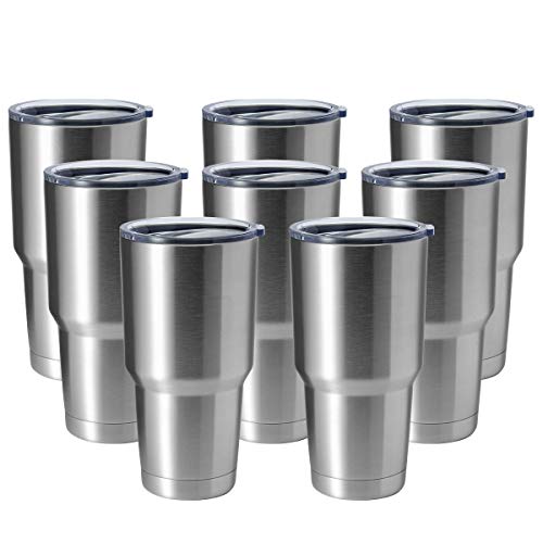 Image of HASLE OUTFITTERS 30oz Stainless Steel Tumbler, Double Wall Vacuum Insulated Travel Mug Tumbler, Durable Insulated Coffee Mug, Gift Box Set (Silver, 8)