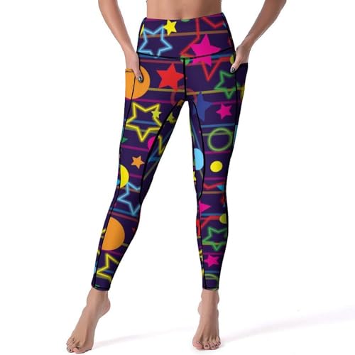 Legging femmes imprimé étoiles colorées pantalon yoga sport taille haute taille S