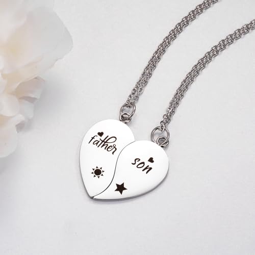 Yonhon Father Son Necklace for 2,Dad Son Matching Necklace Set for 24