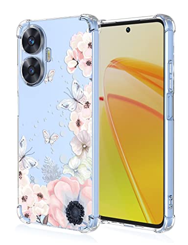 Custodia per Telefono Adatta per Realme C55 Narzo N55 6.72 Inches con Disegno a Colori Trasparente - Fiori 1 silicone tpu
