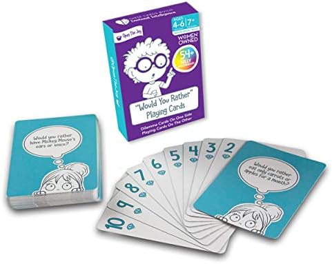 Open The Joy Would You Rather Card Game for Kids, 54+ Conversation Starters Cards of Silly Dilemmas Questions, Travel Card Game for Children Age 4–6+