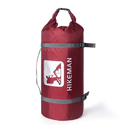 HIKEMAN Bolsa de Almacenamiento de compresión Ajustable para Tienda de campaña, Bolsas de Dormir Ligeras para Acampar al Aire Libre, Senderismo, Viajes (Vino Tinto, S)