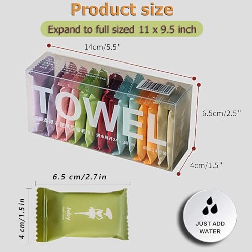 Image of SYSVENT The Future | 14 PCS Pure Cotton Compressed Towels for Travel | Disposable Washcloths for Face & Hands | Thick Portable Dry & Wet Wipes | Reusable Compact Towels