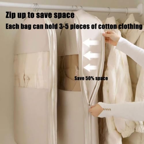 2025 Space Saving Hanging Garment Bag with Self Compression Zipper, Ultra Space Saving Self Compression Hanging Organizer & Protector, Coat Storage Bag Hanging (Pink, XL)3