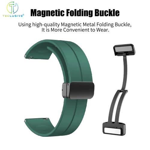 Image of T TECLUSIVE Premium Silicone Strap Band with Magnetic Lock 22mm Compatible for Galaxy Watch 3 45mm / Watch 46mm | S3 Frontier | Amazfit Stratos GTR | Fossil Gen 5 6 | Adjustable Silicon Band