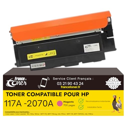 Toner Compatible HP W2073A 117A Magenta résout vos problèmes de couleur pâle