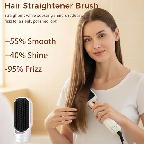 5 in 1 Hair Styler & Air Styler, Hair Dryer Brush, Hot Air Brush, Hair Brush Set with Detachable Curling Wand, Hair Curlers, Straightener Brush for Volumising & Styling for Women (A - Gold & White) - Image 5