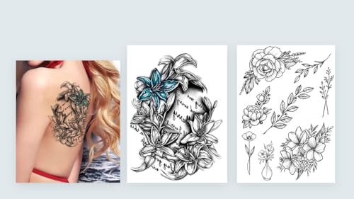 2 foglie di gigli tatuaggio fiori tatuaggi tatuaggi finti tatuaggi adesivi TH340 388
