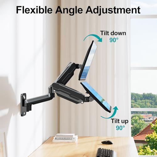 Image of MOUNT PRO Dual Monitor Wall Mount for 13 to 32 Inch Screens, Wall Monitor Arm for 2 Monitors, Each Holds Up to 19.8lbs, Full Motion Wall Monitor Mount with VESA 75x75 /100x100, Home Office Setup