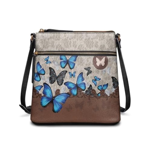 Image of Leather Women Crossbody Hobo Bag Satchel Purse Handbag with Adjustable Shoulder Strap and Zipper Pockets