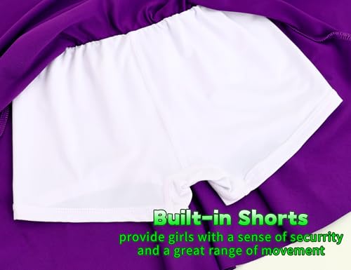 Image of Gnainach Girls Skorts High Waist Athletic Skirts with Shorts Stretchy Activewear for Teens Kids Performance Tennis