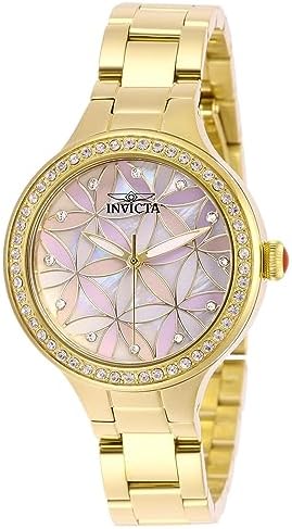 Invicta Women’s Wildflower Quartz Gold Watch with Pink Dial (Model 28822)