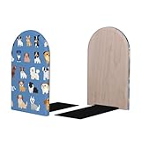 Mexpekil Hunde-Buchstützen aus Holz für Regale, robuster Buchhalter, Organizer, rutschfester...
