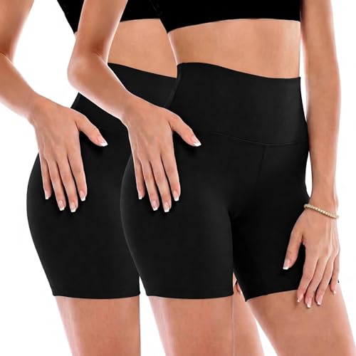NexiEpoch 2 Pack Biker Shorts for Women - 3'/5'/8' Booty Volleyball High Waisted Black Spandex Shorts for Yoga Dance Workout