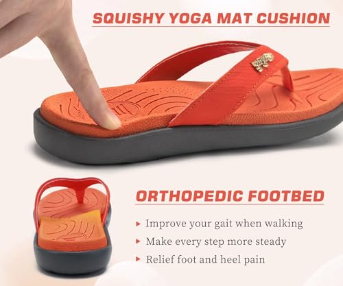 Image of jiajiale Womens Fashion Orthotic Flip Flops Ladies Slip On Lightweight Comfortable Thick Cushion Yoga Mat Thong Sandals With Plantar Fasciitis Arch Support