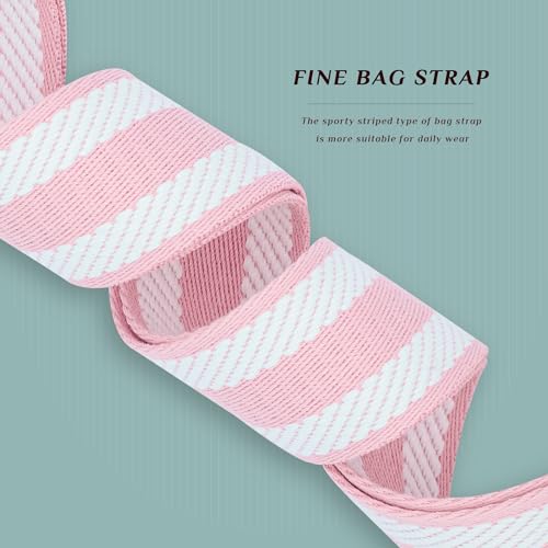Image of chushui Woven Stripe Purse Straps,Replacement Crossbody Wide Shoulder Adjustable Strap for Bag Handbags,Pink and White and Pink