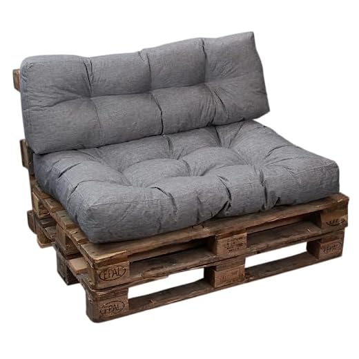 bananair - Almohadas/Colchones para Palets | Cojín de Jardín | Impermeable | Interiores/Exteriores | Sofá, Sillón, Asiento para Euro Pallet | Fabricado en Francia (Gris, Respaldo 120 x 40 cm)