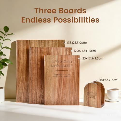 Set de 3 tablas de cortar de madera Acacia con soporte miniatura 3