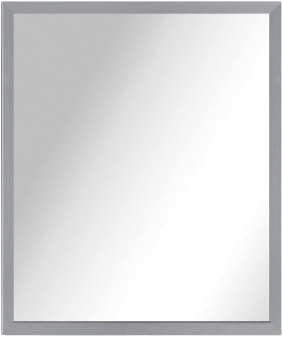 Buy-Rite Olivia Rectangle Salon Mirror - 30”W x 36”H Half-Length Mirror with Satin Nickel Foil-Wrapped MDF Frame, Ships Fully Assembled, Styling Station Compatible, PFW-3036-701 (Satin Nickel)